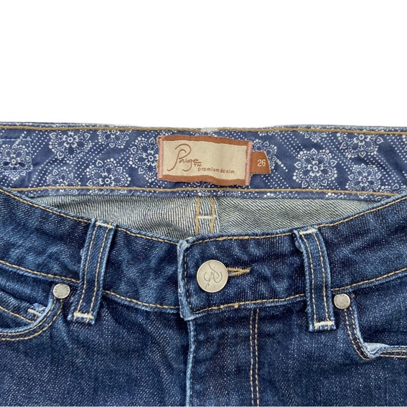 Paige Denim Melrose Low Rise Straight Leg Destroyed Hem Cropped Jeans - Picture 4 of 9